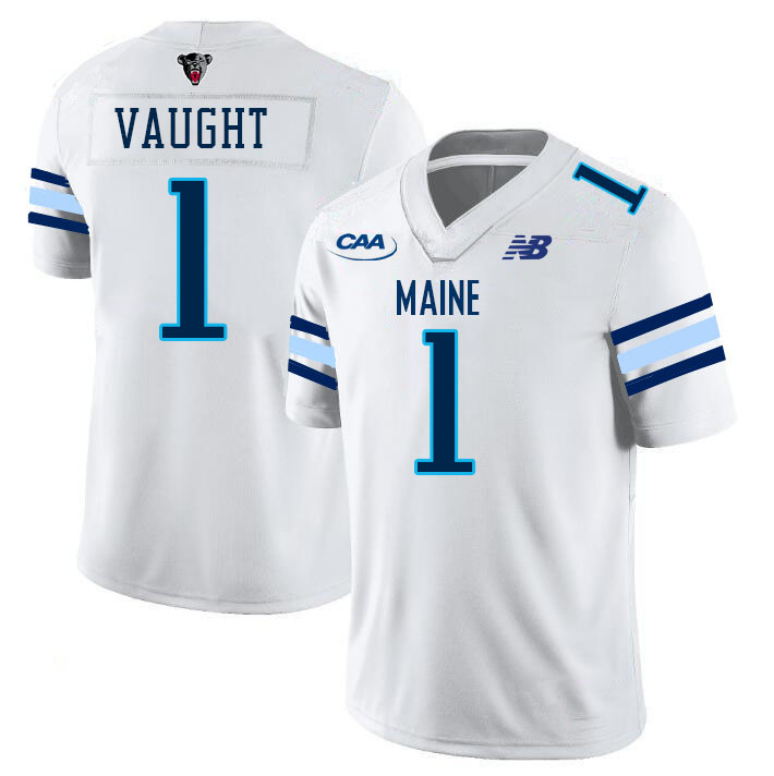 Maine Black Bears #1 Devin Vaught College Football Jerseys,Uniforms-White